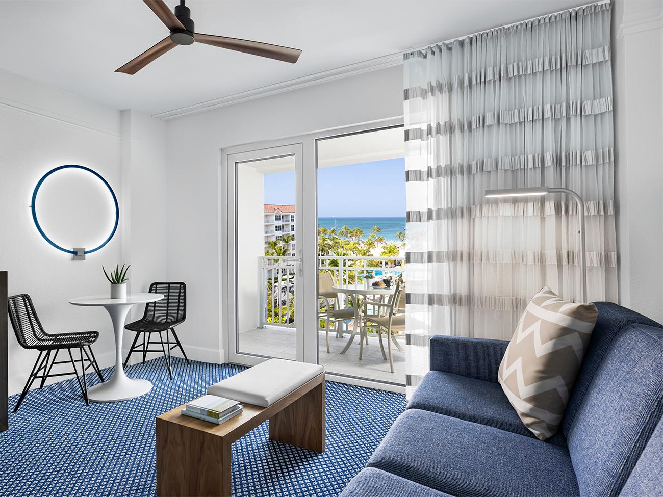 Ocean View  Living Room & Balcony (1-Bedroom Villa)